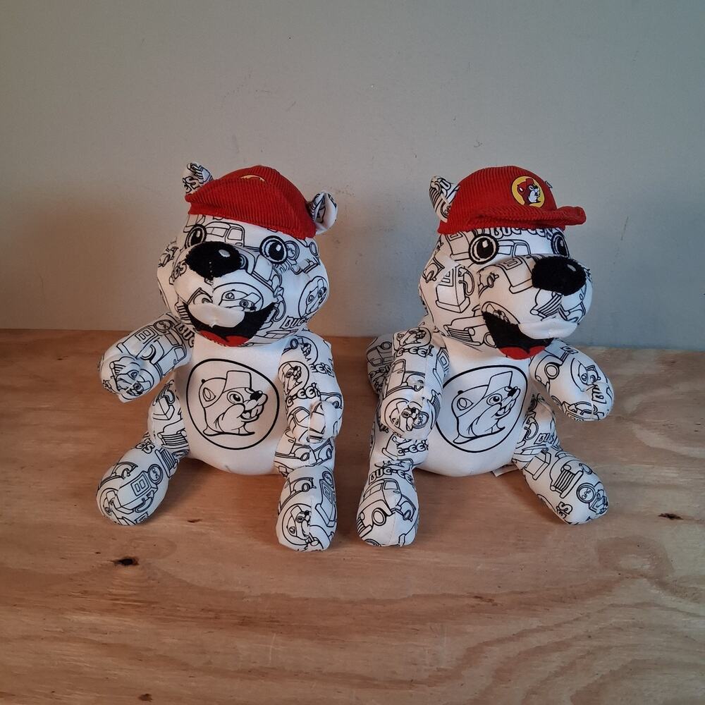 Color A Buc-ee 9" Stuffed Animal Doodle Beaver Bucees Red Hat Toy Plush Set Of 2